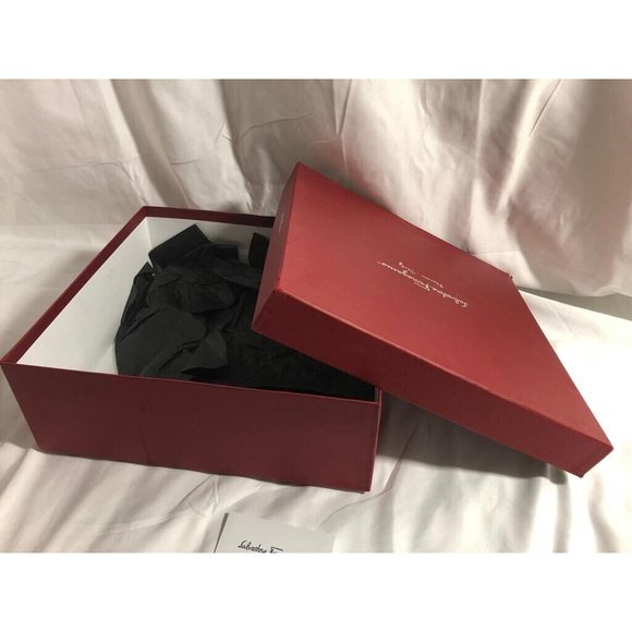 Authentic Salvatore Ferragamo Empty Shoes Gift Box Red 12" x 12.5" x 4.5" - Picture 5 of 10